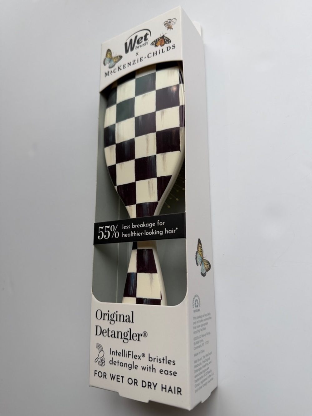 MacKenzie-Childs + Wet Brush Black & White Checkerboard Large Hair Brush - Picture 5 of 11